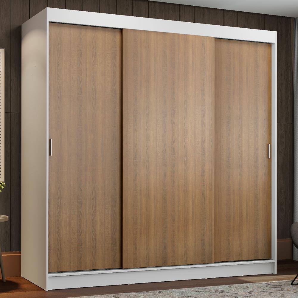 Ropero Closet Madesa Reno con 3 Portas de Correr Branco/Rustic.