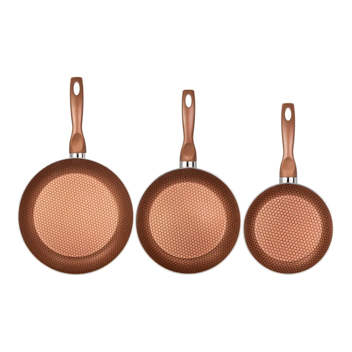 Set de Sartenes Tavola 18, 22 y 26 cm Aluminio Antiadherente- Cobre