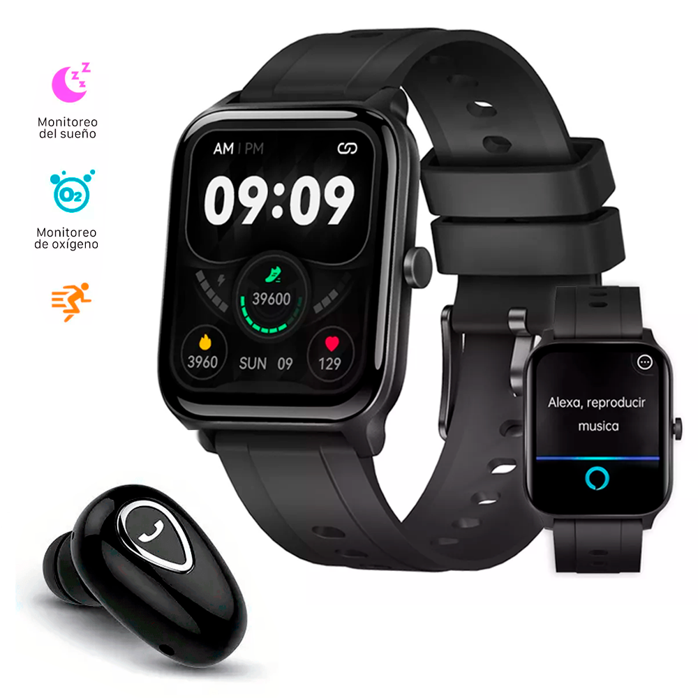 Auricular de Audio Inalámbricos Mini Invisible Estereo Y Smartwatch Reloj Inteligente Fitness Deportivo Android Smart watch 
