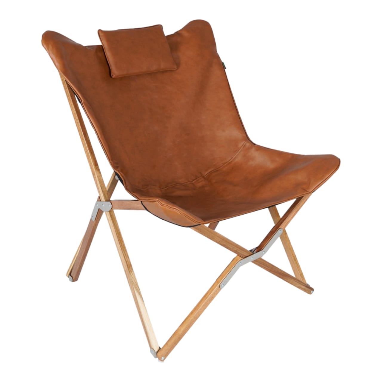 Silla Para Descanso Plegable De Cuero Sintético Con Cojín (Café).