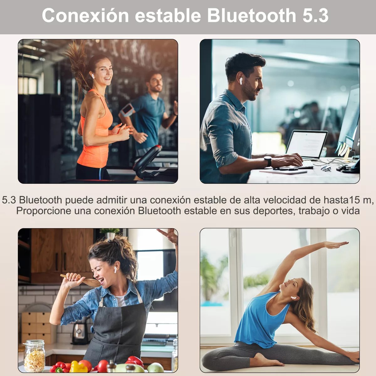 Audífonos Inalámbricos Bluetooth 5.3 Transparente Auriculares Microfono deportivos Música celular.