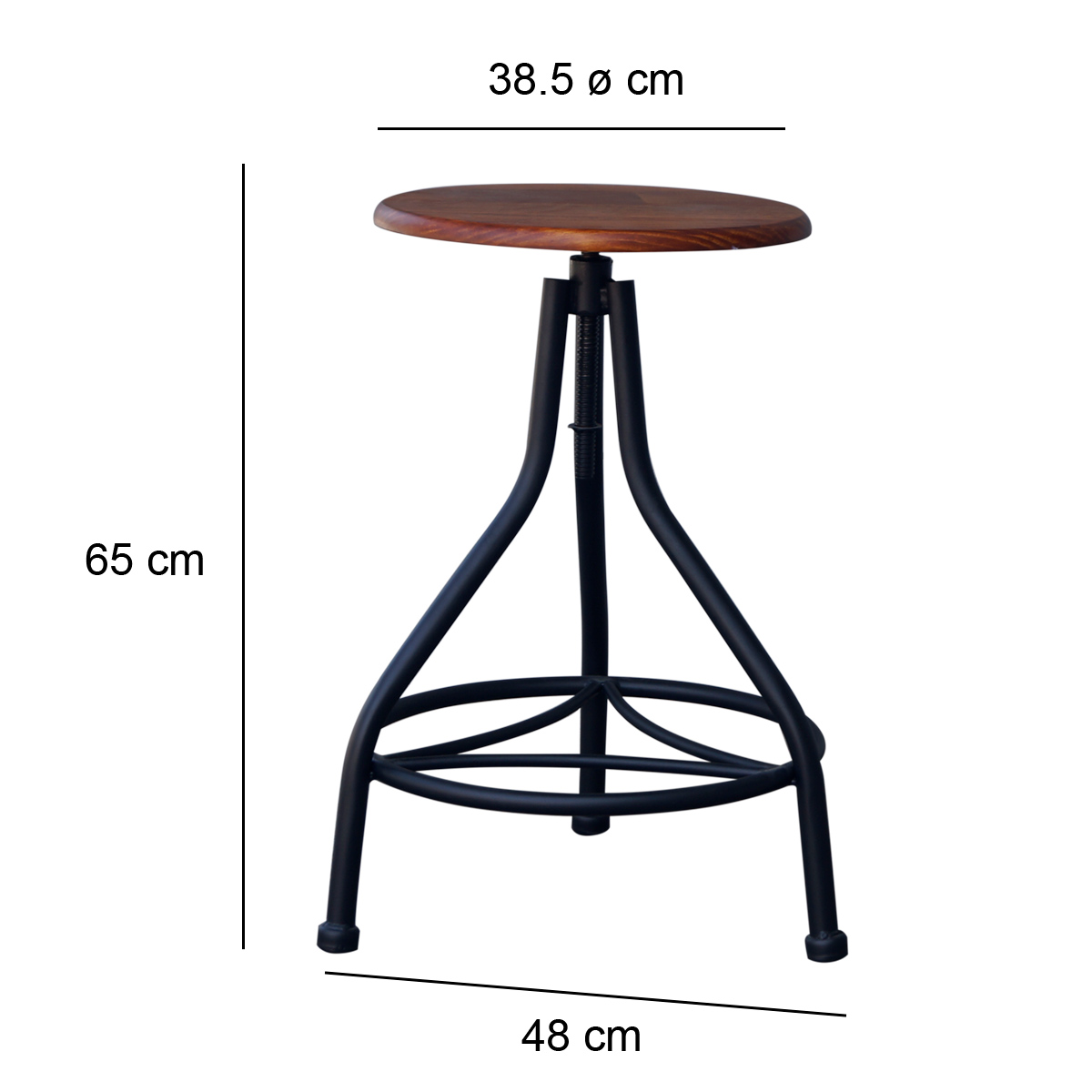 Banco asiento de madera de pino con altura ajustable de 65 a 76.5 cm