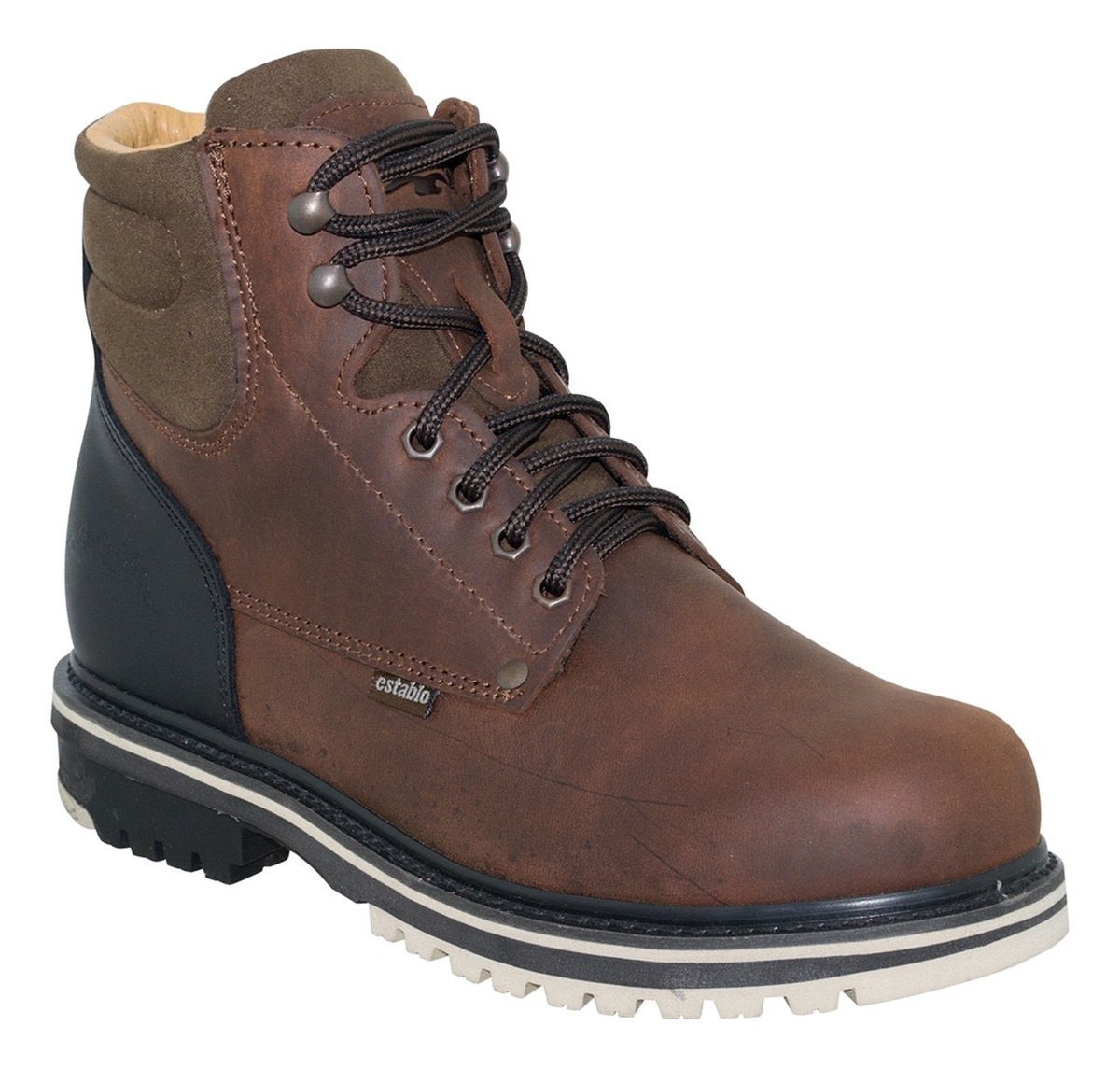 Bota De Trabajo Industrial Establo Modelo 509 Para Caballero Color Cafe .
