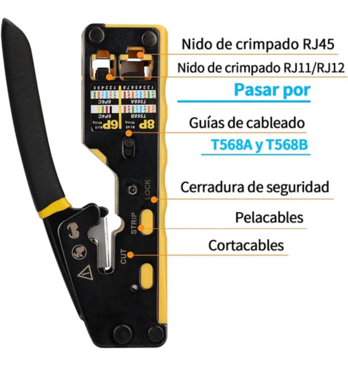 Zoerax Crimpadora Para Conectores Pasantes Rj45 Cat6 Cat5