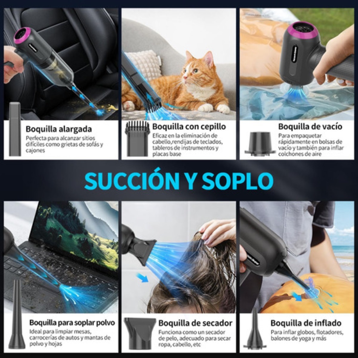 Aspiradora Mano Inalambrica Portátil Para Auto Hogar 12kpa