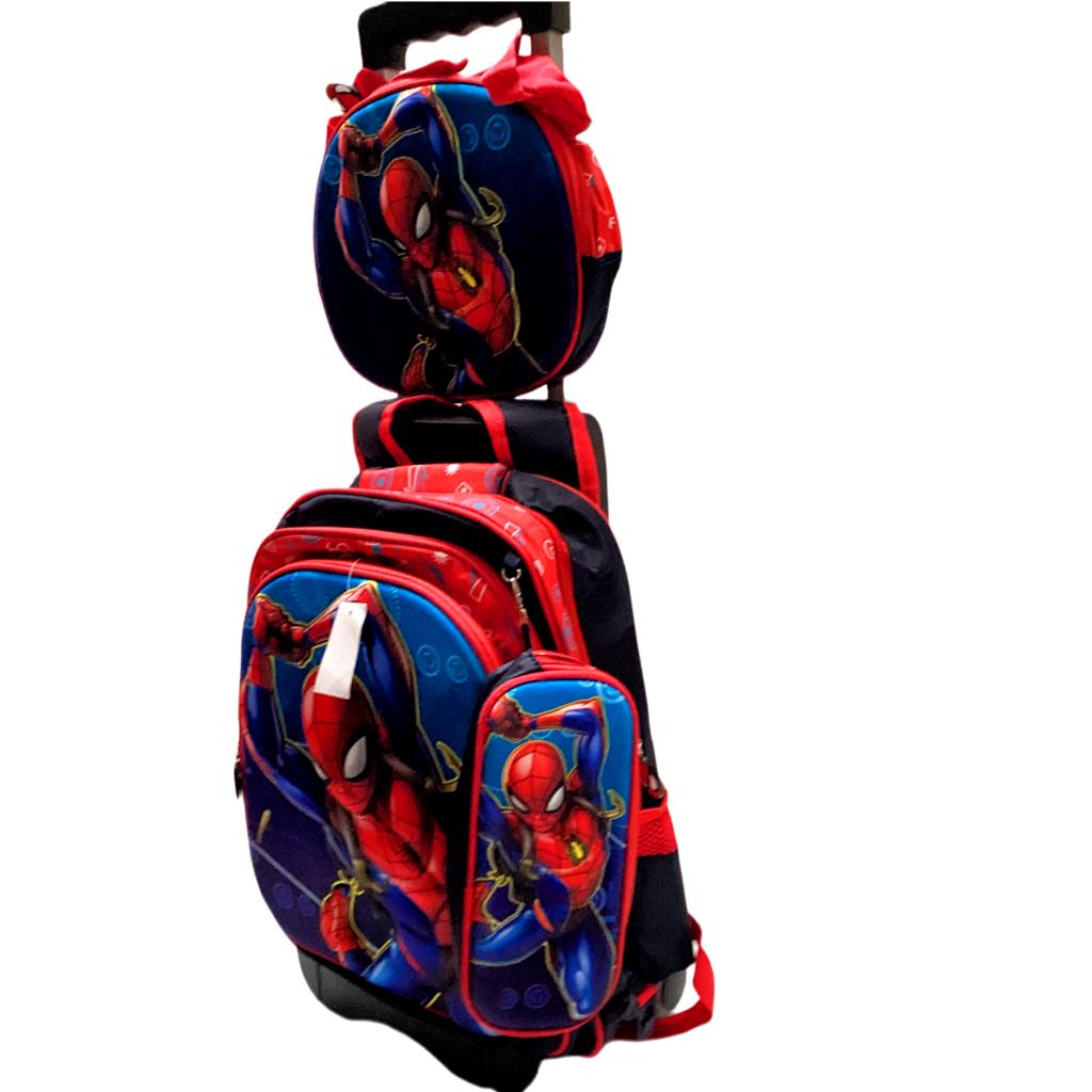 LIQUIDACIÒN Mochila 3D, Carrito Desmontable, 3 En 1, Lonchera Térmica, Estuche, Niños, Paw Patrol, Spiderman, Dragon Ball, Sonic, Capitán América
