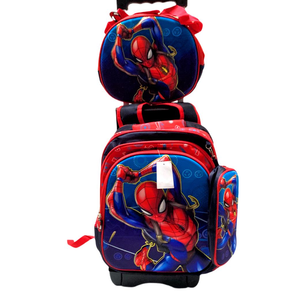 LIQUIDACIÒN Mochila 3D, Carrito Desmontable, 3 En 1, Lonchera Térmica, Estuche, Niños, Paw Patrol, Spiderman, Dragon Ball, Sonic, Capitán América