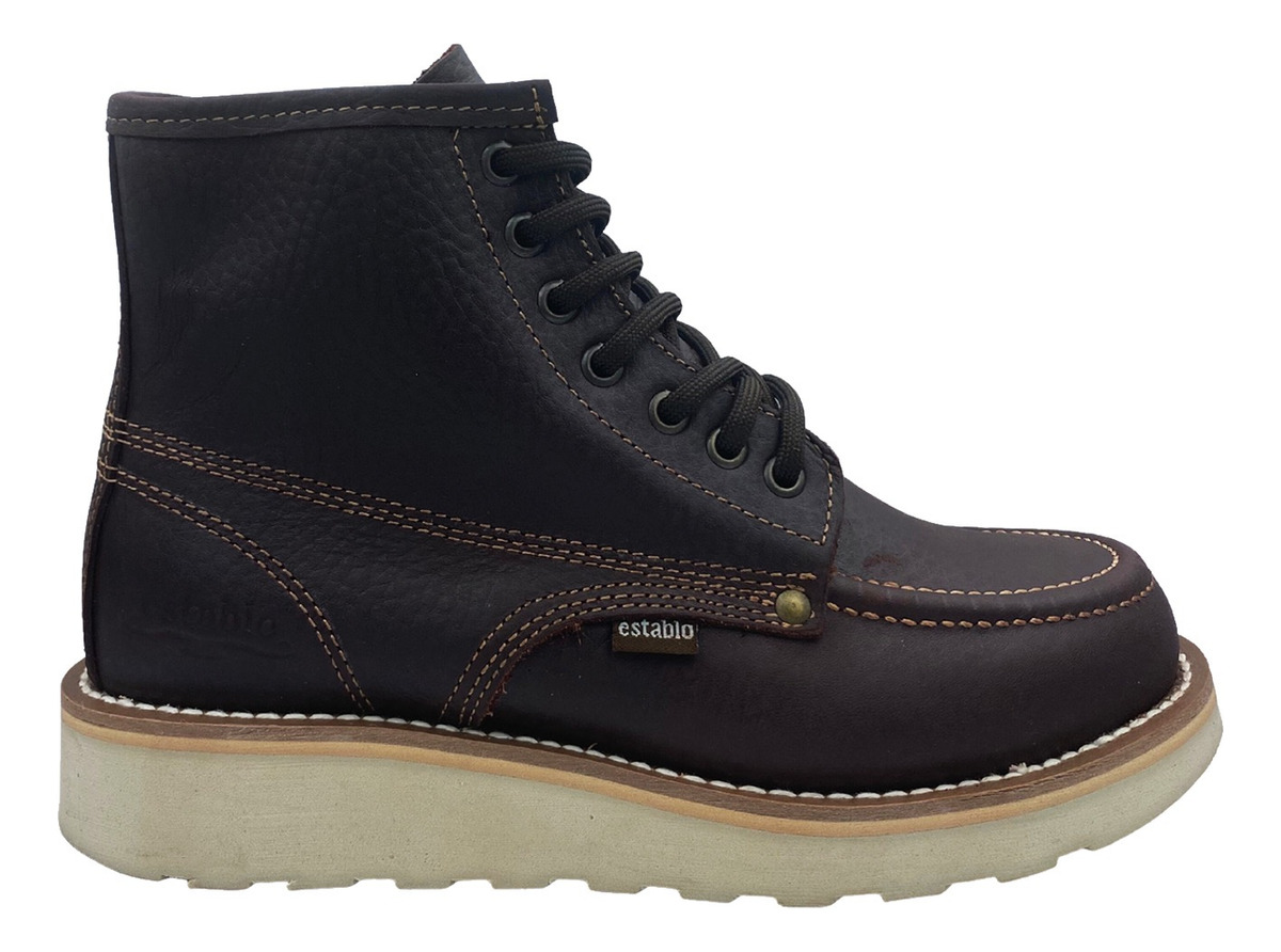 Bota Botín De Trabajo Establo 518 De Piel Color Shedron.