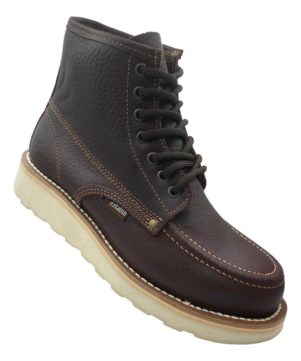 Bota Botín De Trabajo Establo 518 De Piel Color Shedron.