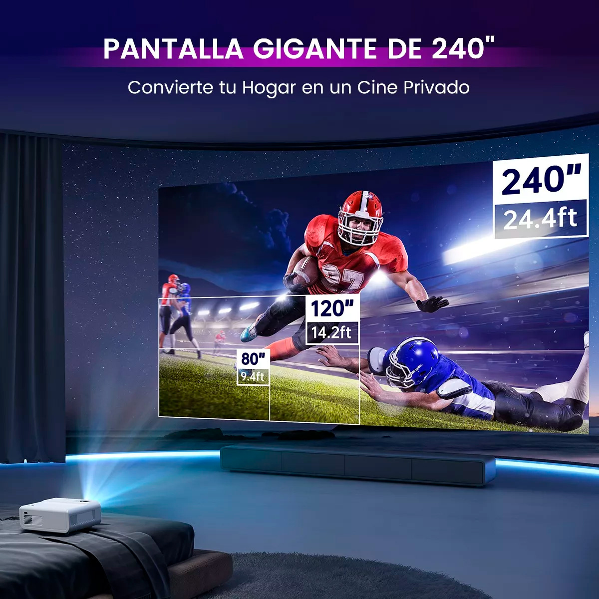 Proyector Portatil 4k con Wifi Android Led 13000 lm White