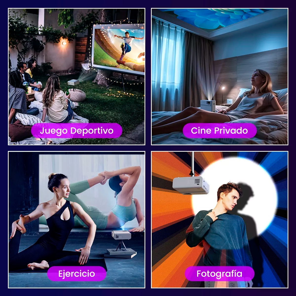 Proyector Portatil 4k con Wifi Android Led 13000 lm White