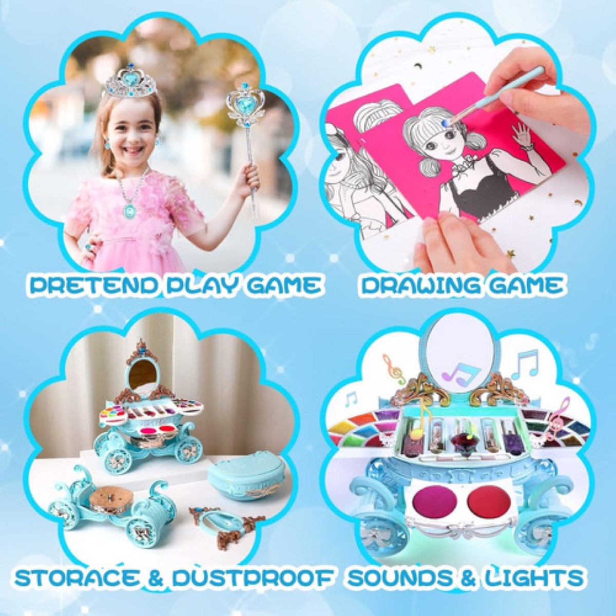 "Set De Maquillaje De Juguete Para Niñas Azul "