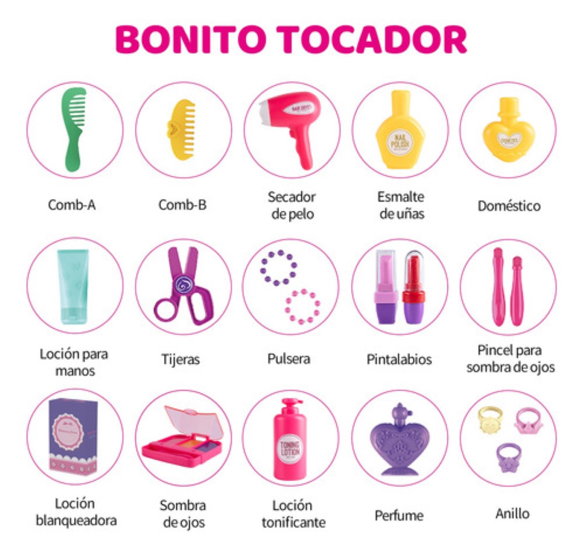 "Belleza Juguete Maquillaje Tocador Para Niñas 4en1 "