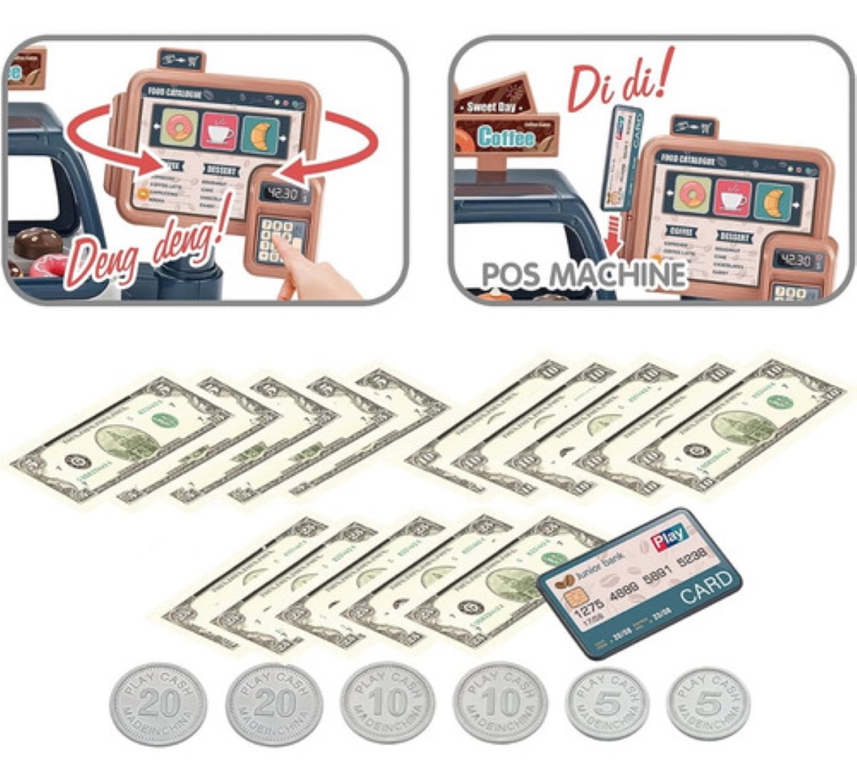 "Cajas Registradoras Juguete Supermercado Juguete  Azul Cafe "