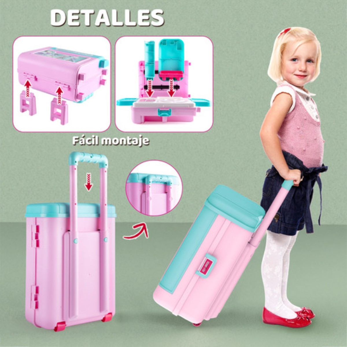 "Belleza Juguete Maquillaje Tocador Para Niñas 4en1 "
