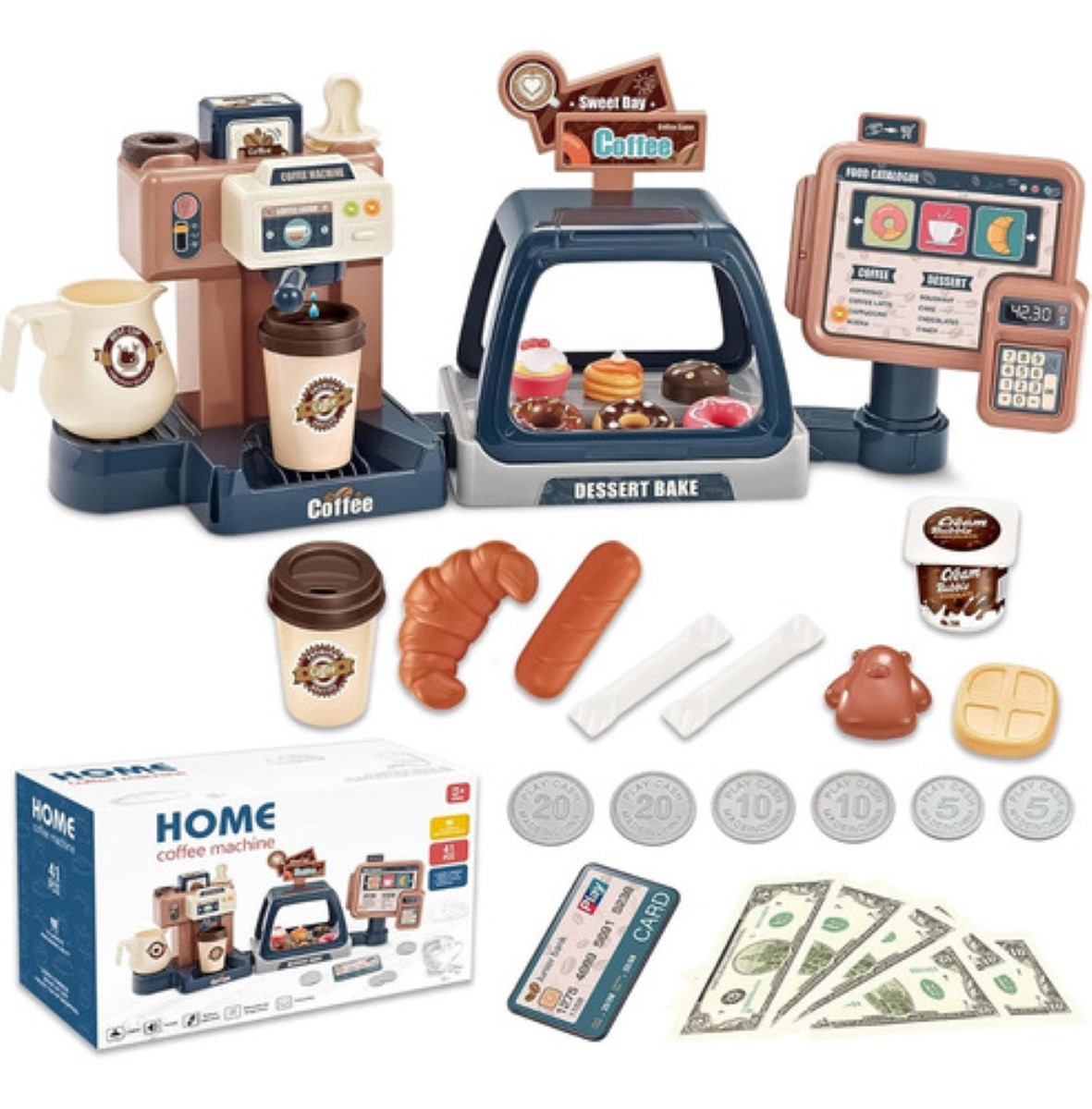 "Cajas Registradoras Juguete Supermercado Juguete  Azul Cafe "