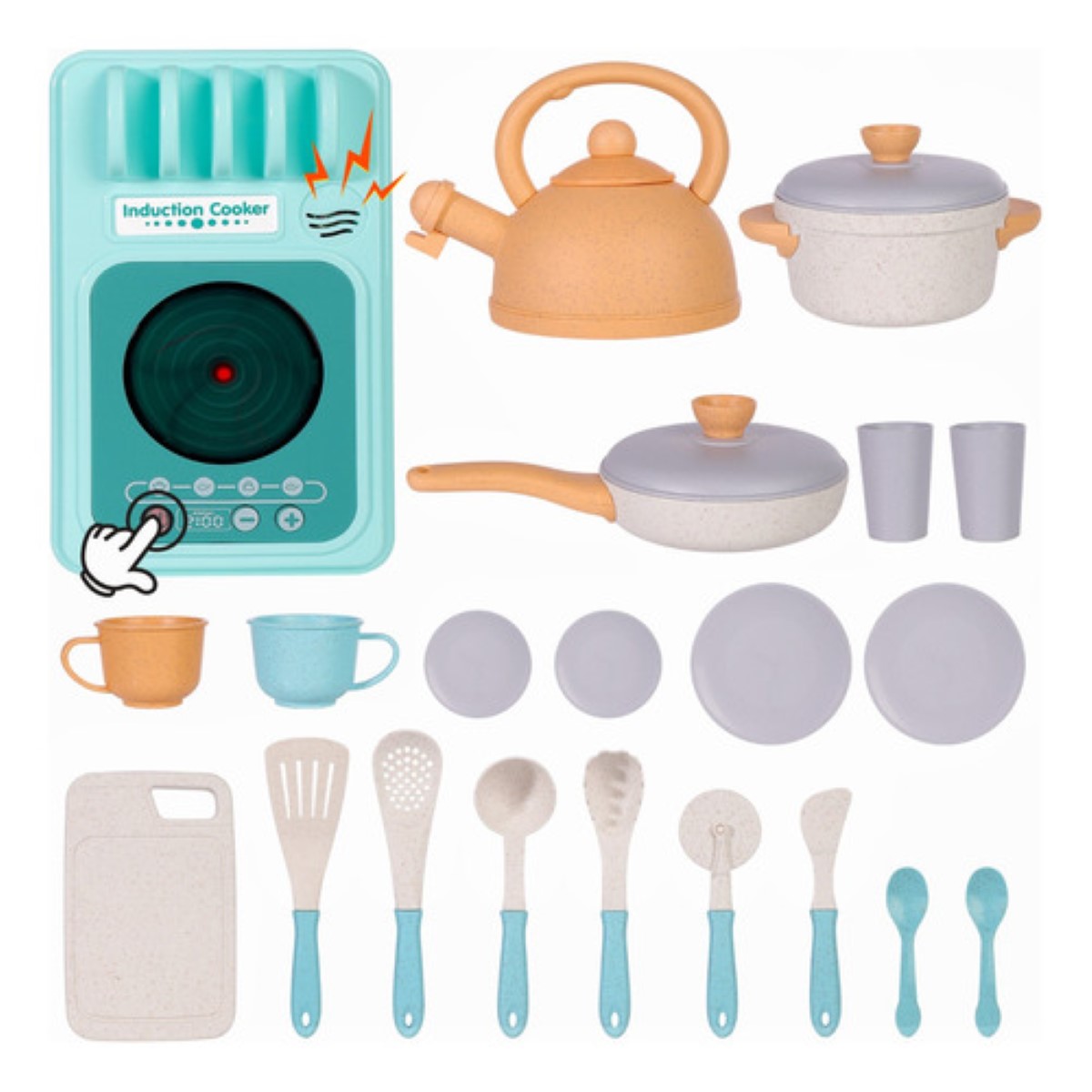 "Juego De Cocina Juguete Para Niñas De Paja De Trigo 28 Pzs "