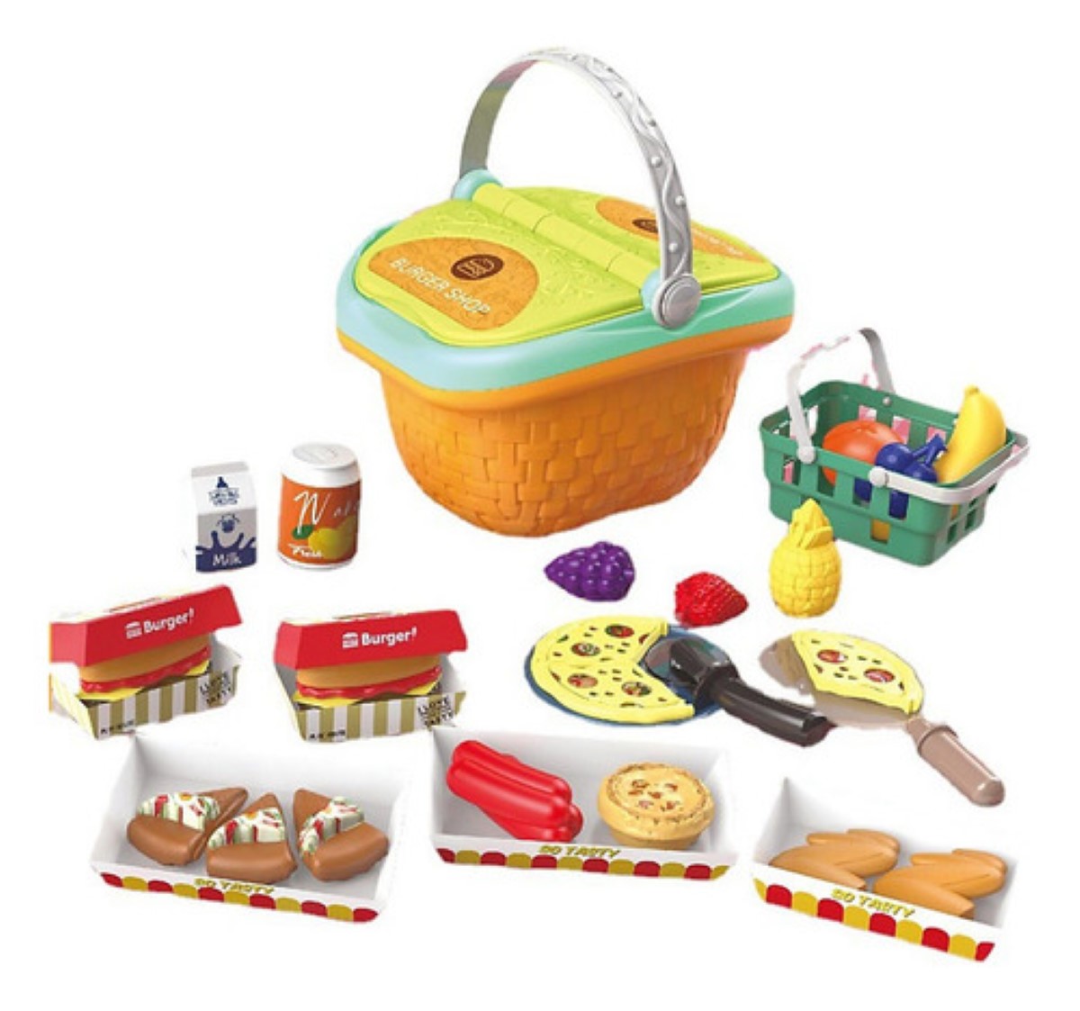 Cesta De Picnic De Juguete COLORSBABY Con 33 Piezas De Comida Y Menaje – Set De Imitación Para Niños Desde 24 Meses