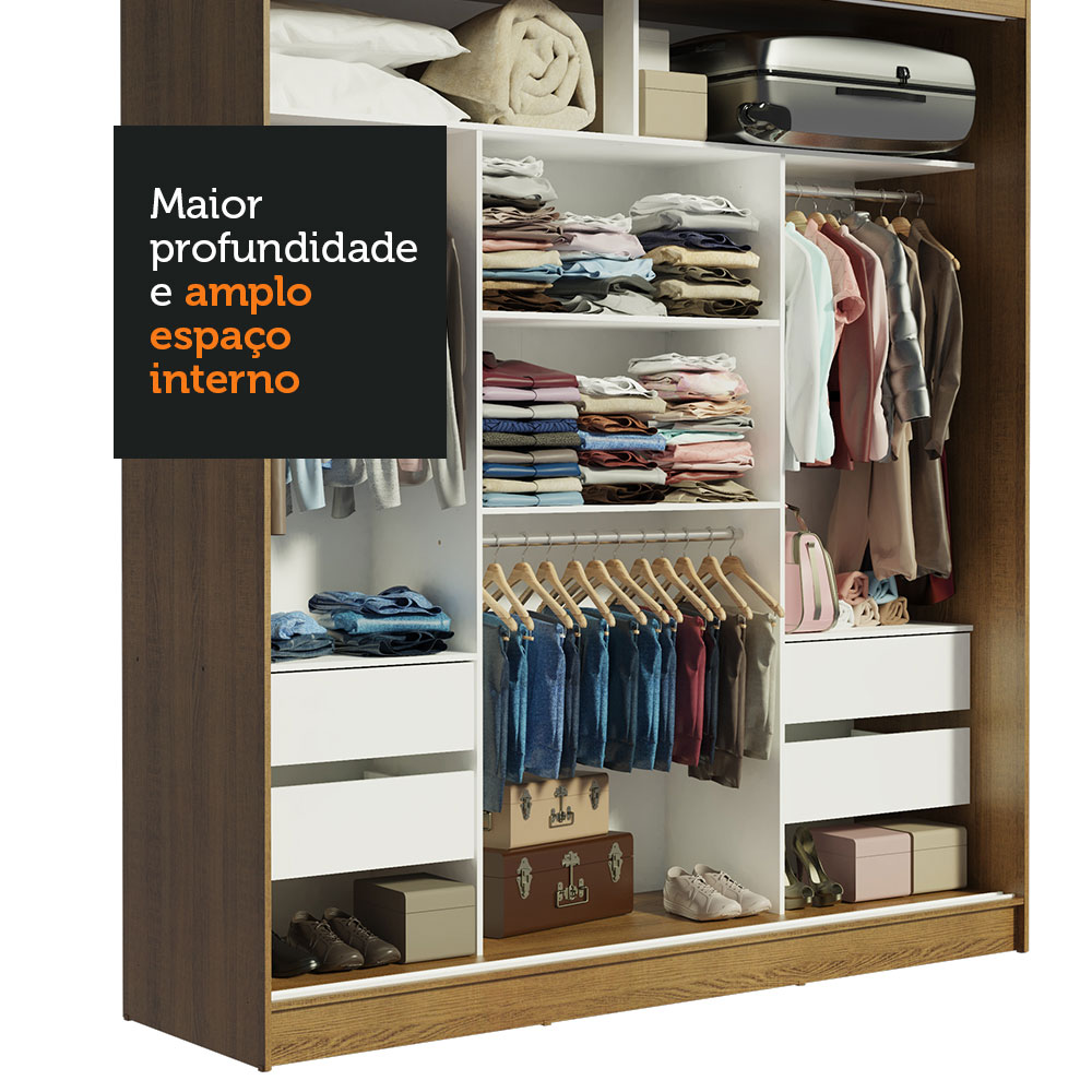 Ropero Closet Madesa Reno con 3 Puertas Corredizas 2 Espejos Rustic.