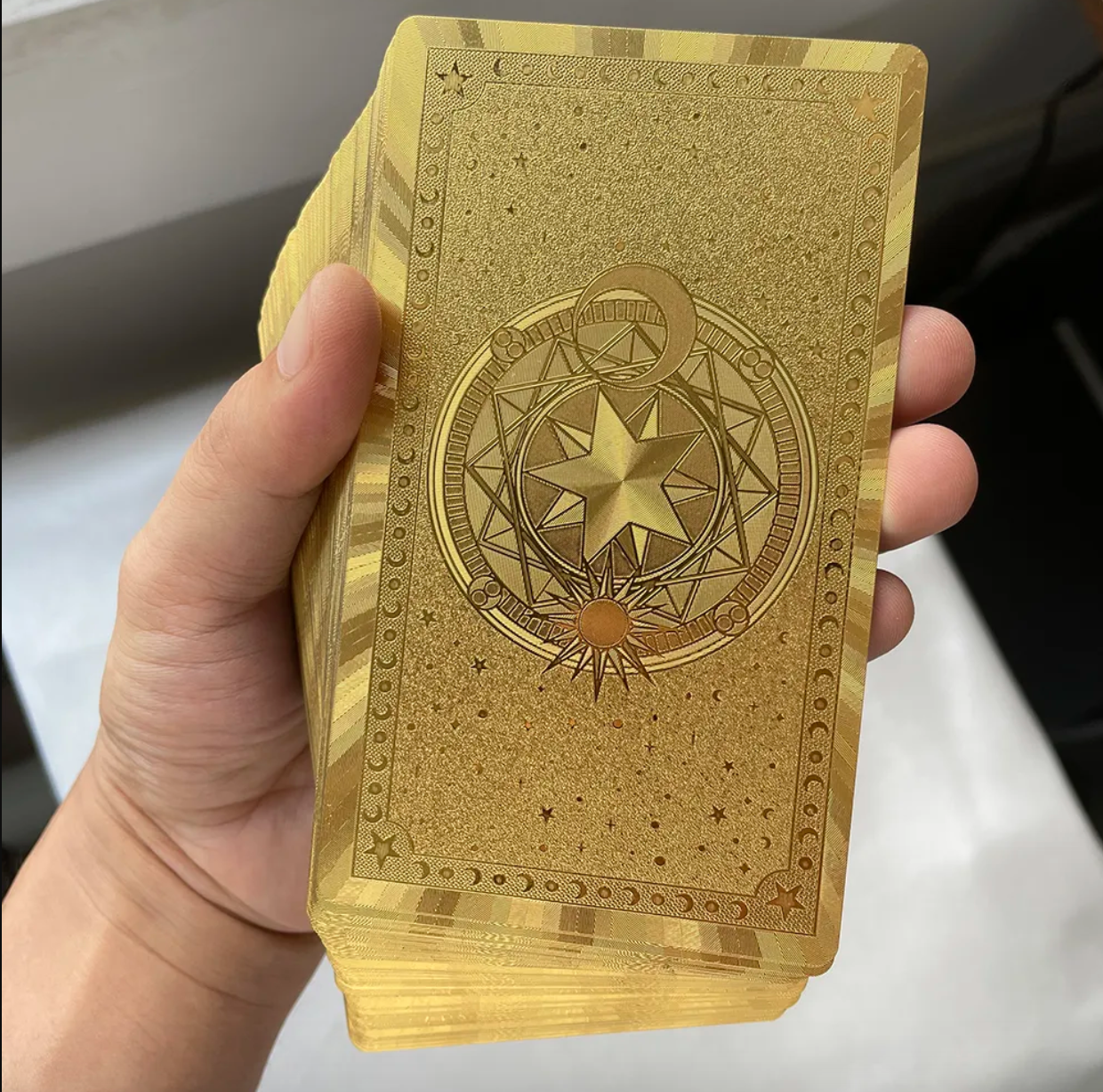 Tarot Dorado Rider Waite: 78 Láminas de Pvc de Alta Calidad