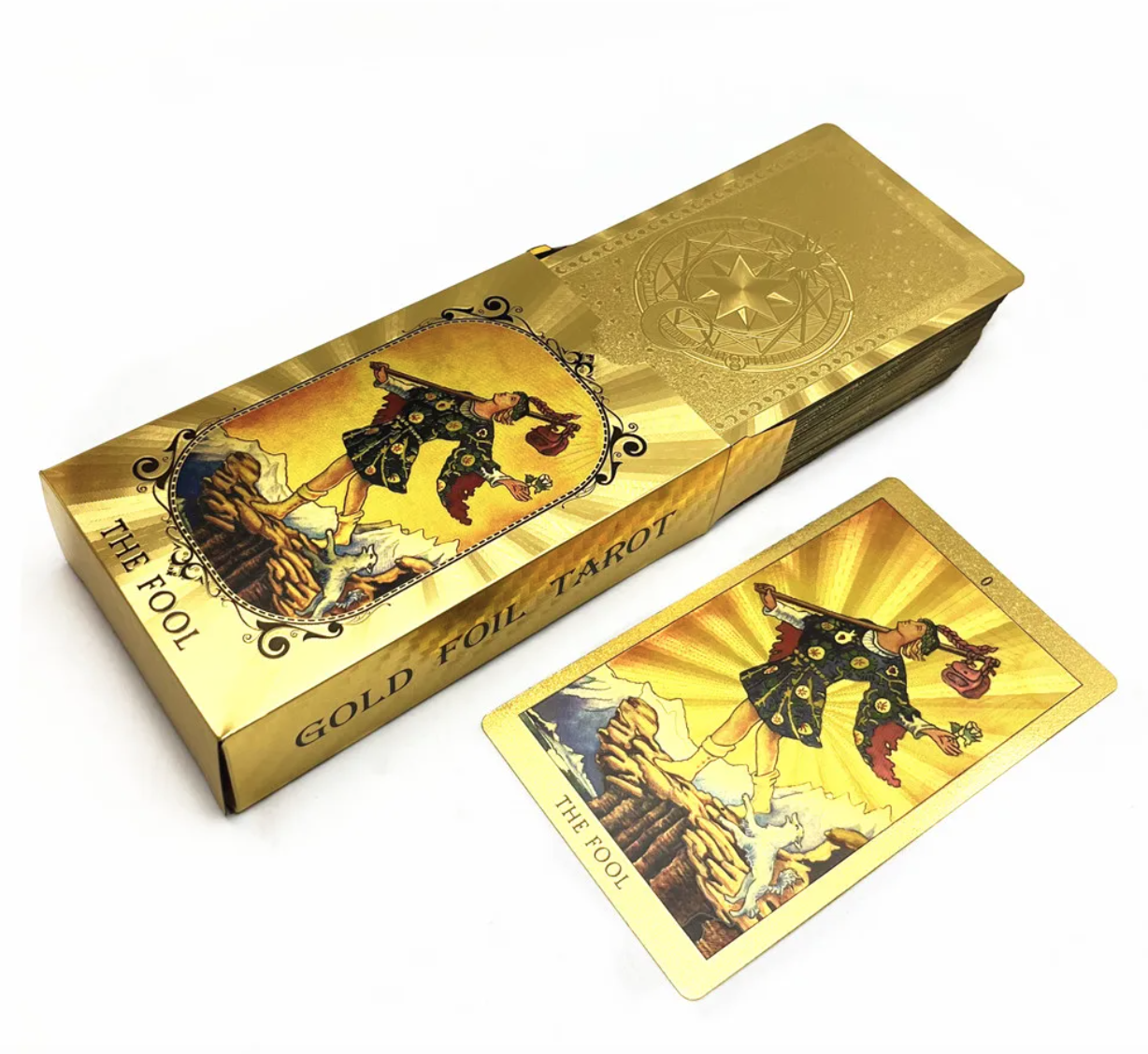 Tarot Dorado Rider Waite: 78 Láminas de Pvc de Alta Calidad