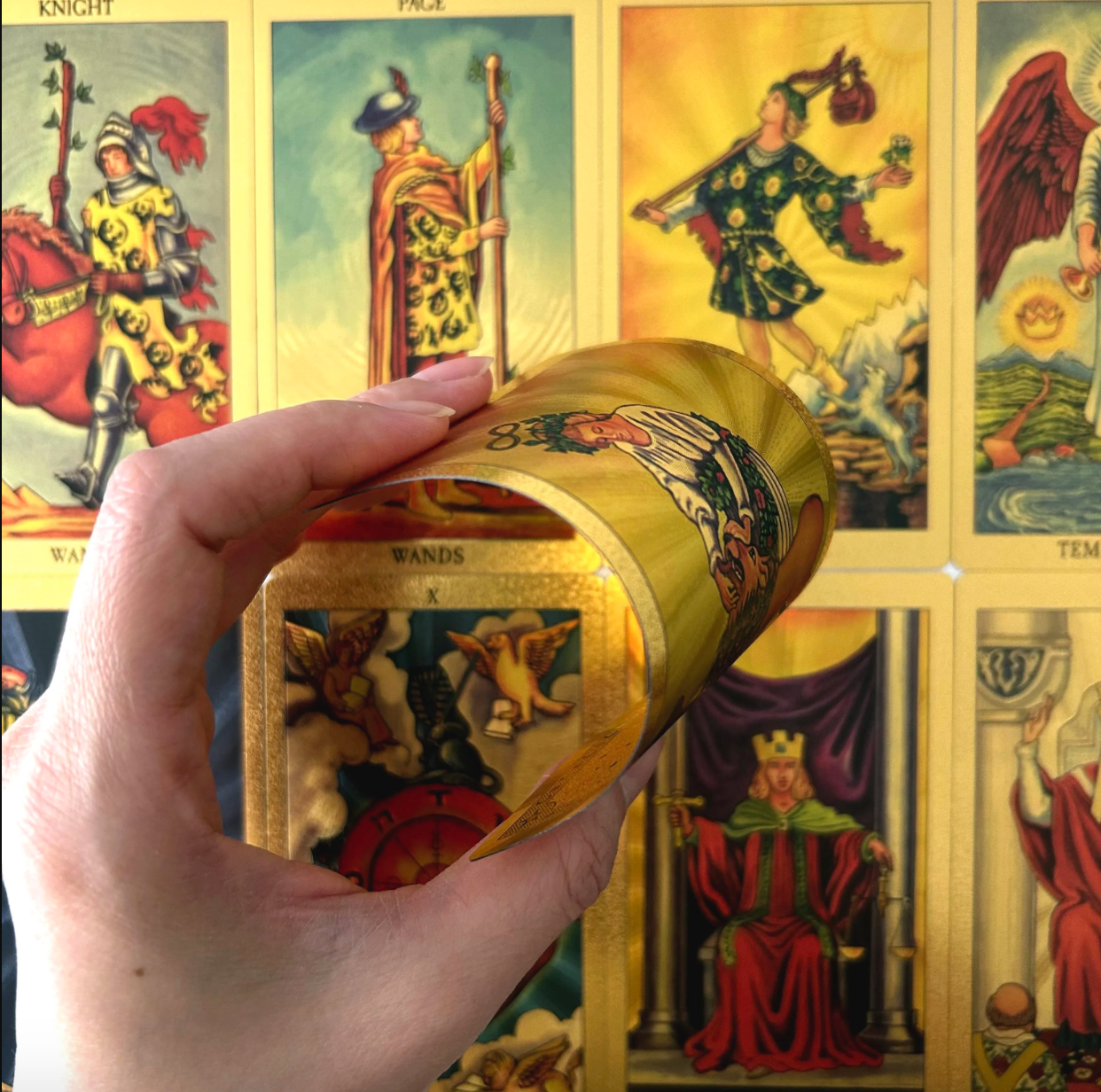 Tarot Dorado Rider Waite: 78 Láminas de Pvc de Alta Calidad