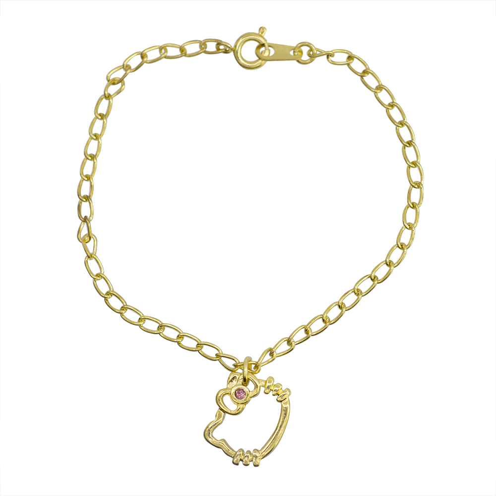 PULSERA HELLO KITTY SILUETA CADENA CHAPA DE ORO.