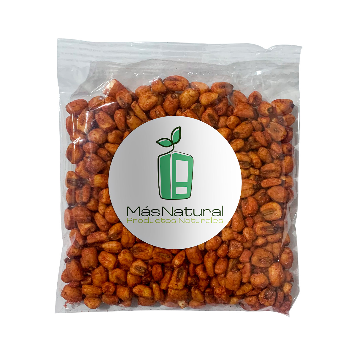 Granos de elote Horneados sabor Chile Piquín sin gluten bolsa familiar MÁS NATURAL