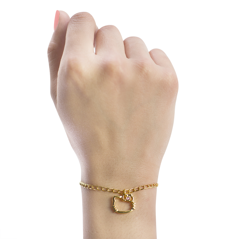 PULSERA HELLO KITTY SILUETA CADENA CHAPA DE ORO.