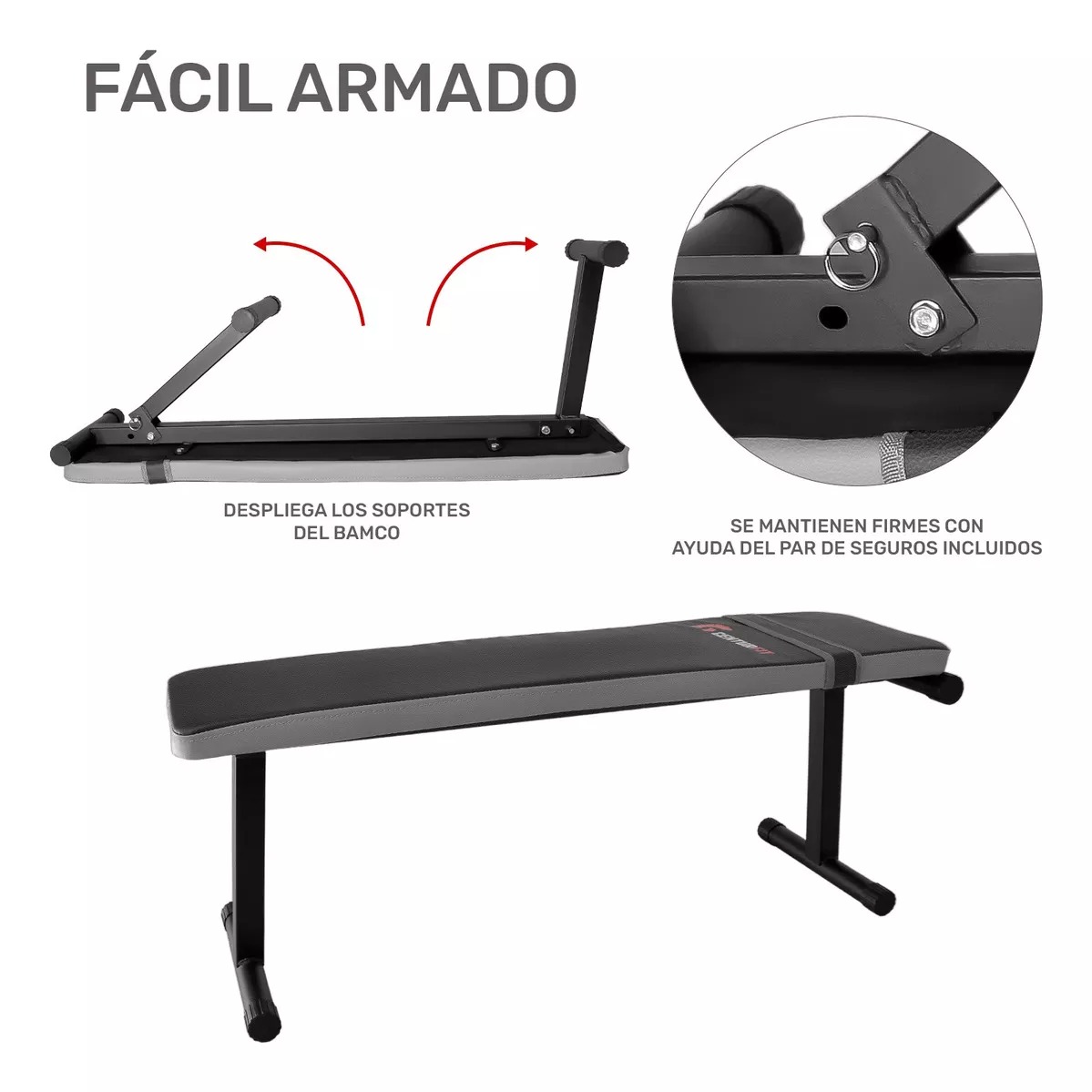 Banco Plano Plegable Pesas Gym Ejercicio Multiposiciones