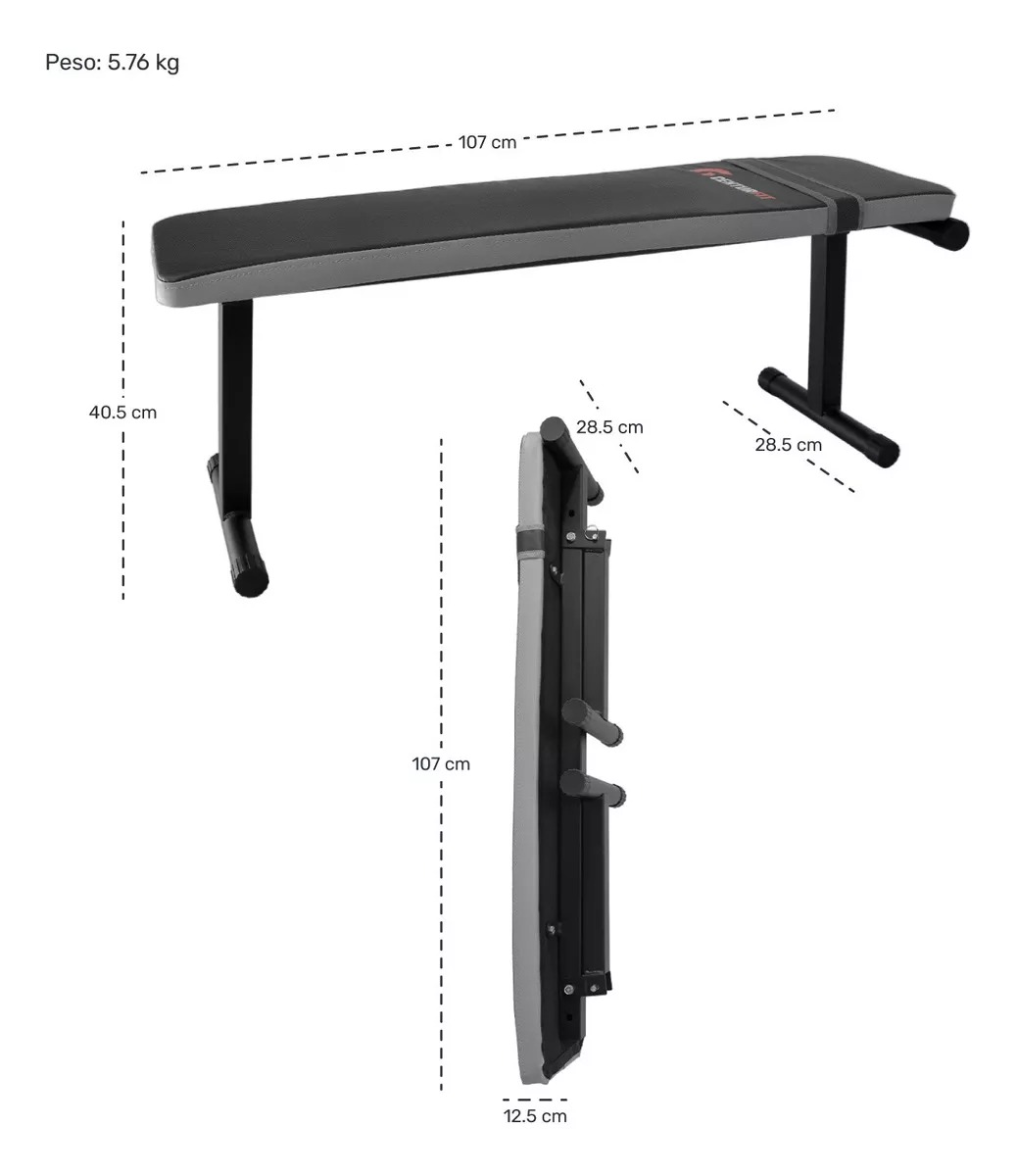 Banco Plano Plegable Pesas Gym Ejercicio Multiposiciones