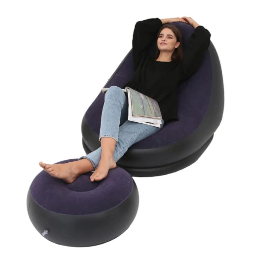 Sillon Sofa Inflable Portatil Plegable Con Reposapies.