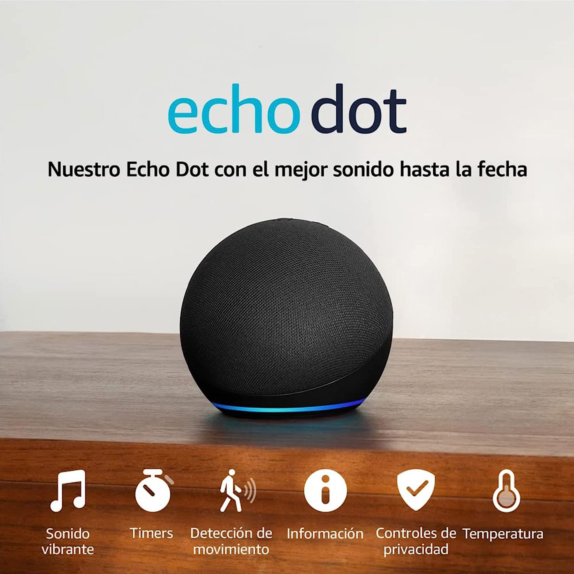 Amazon Echo Dot 5th Gen con asistente virtual Alexa, Charcoal.