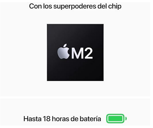Apple MacBook Air 13.6" Chip M2 256GB 8GB 2022 Teclado en Inglés Negro Medianoche.