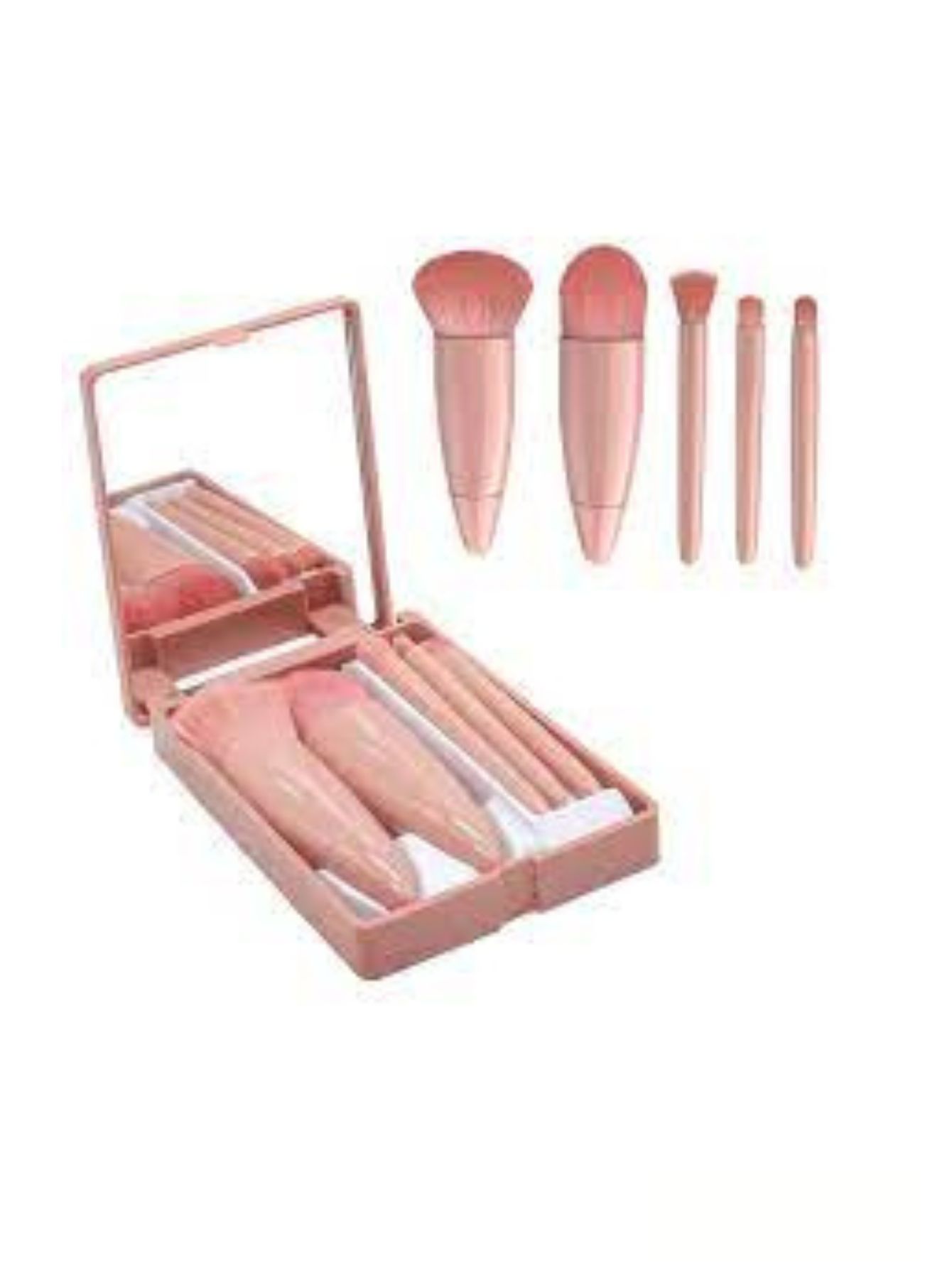 Juego de brochas de maquillaje portátil con espejo Moda Viaje Colores