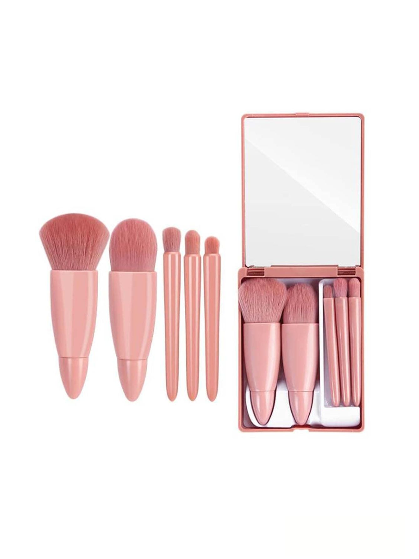 Juego de brochas de maquillaje portátil con espejo Moda Viaje Colores