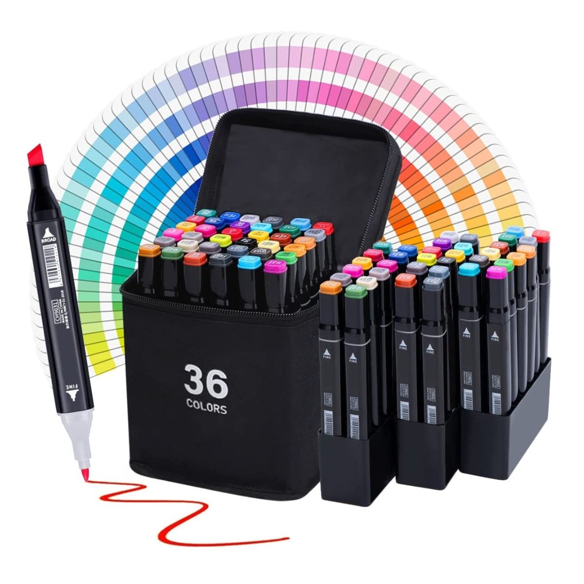 Rotulador Marcador De Doble Punta Plumón 36 Piezas
