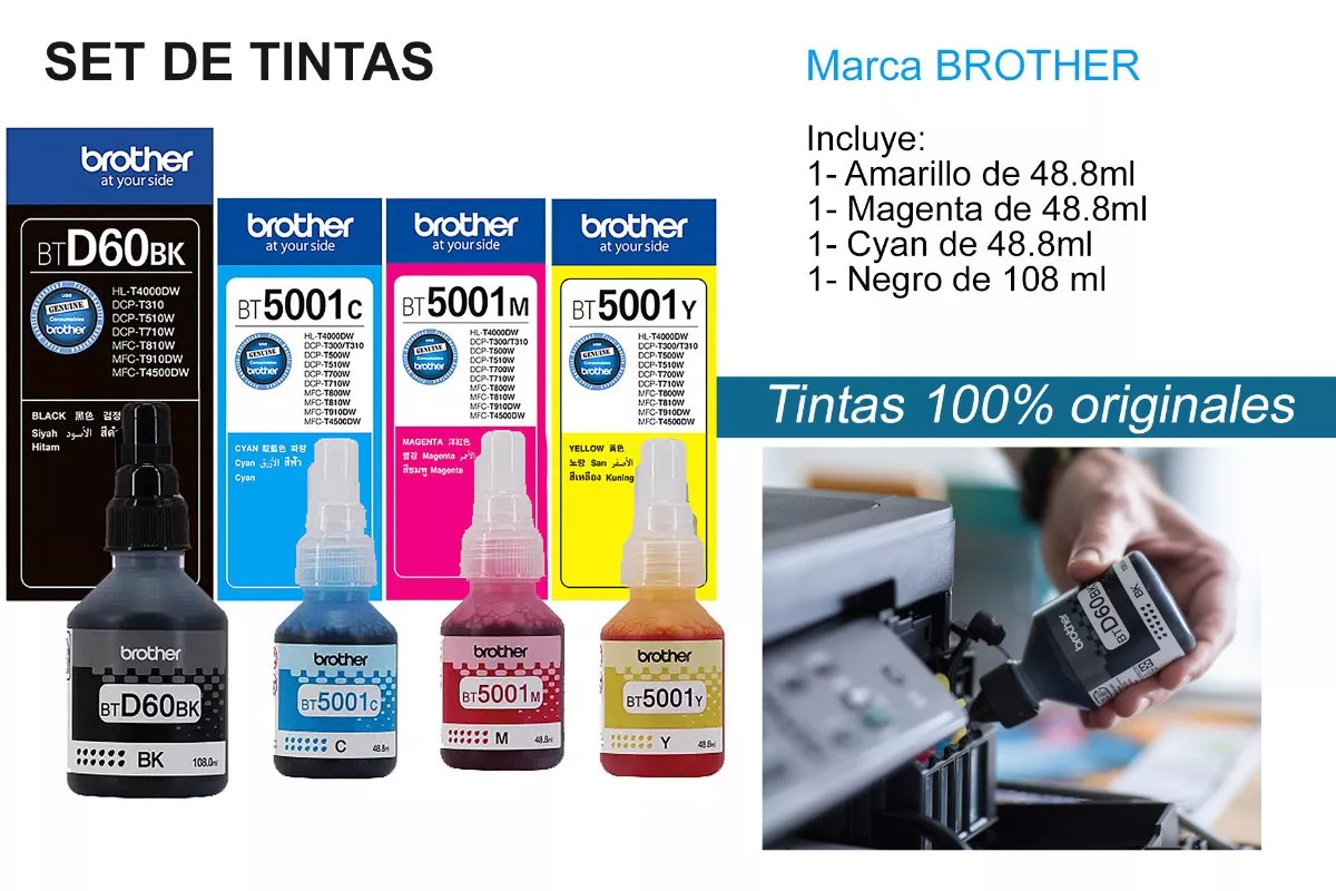  Kit De Tintas Brother BTD60BK BT5001C BT5001M BT5001Y DCP-MFC