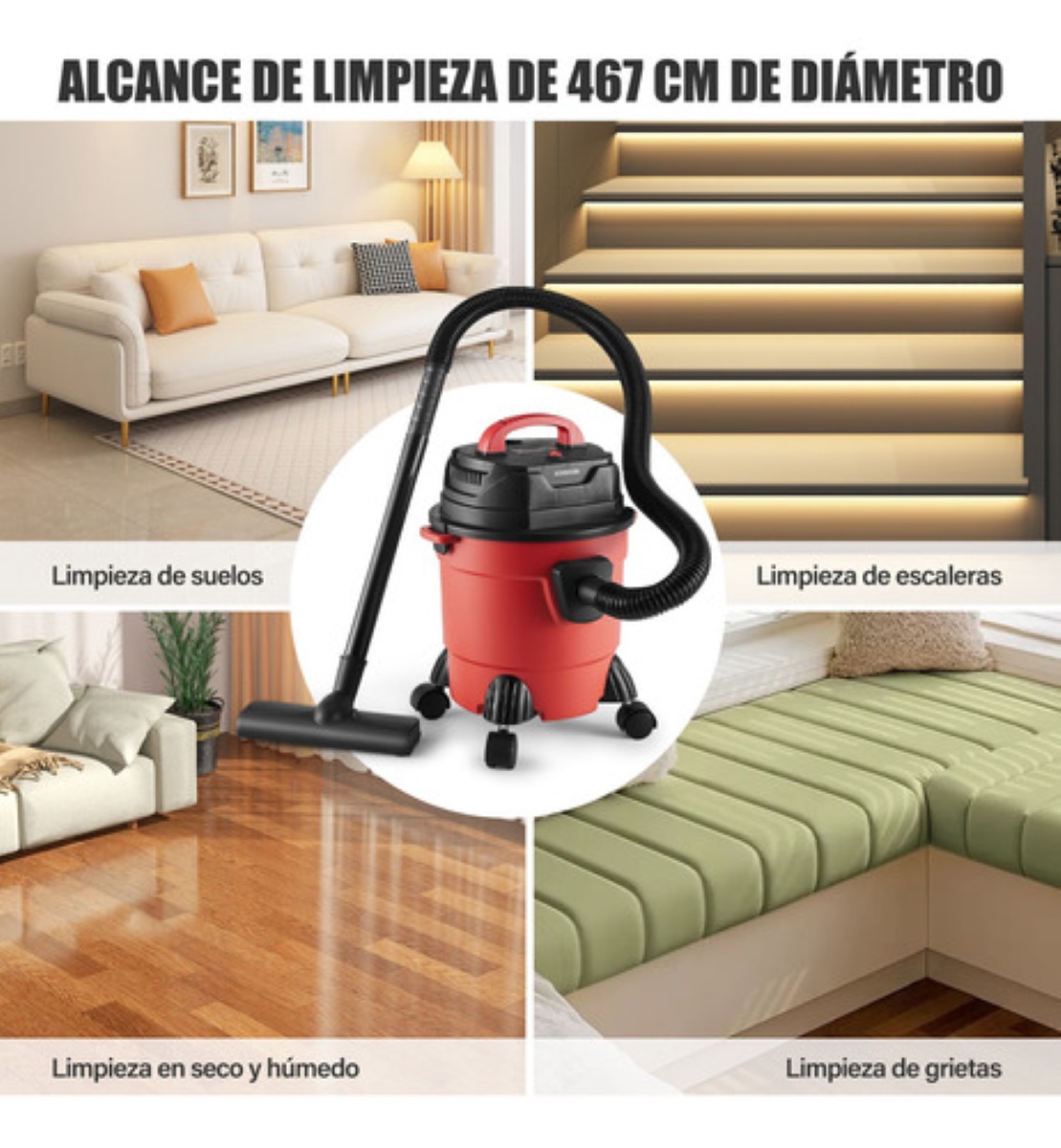 Aspiradora Industrial Seco-mojado De Agua Soplador 15l