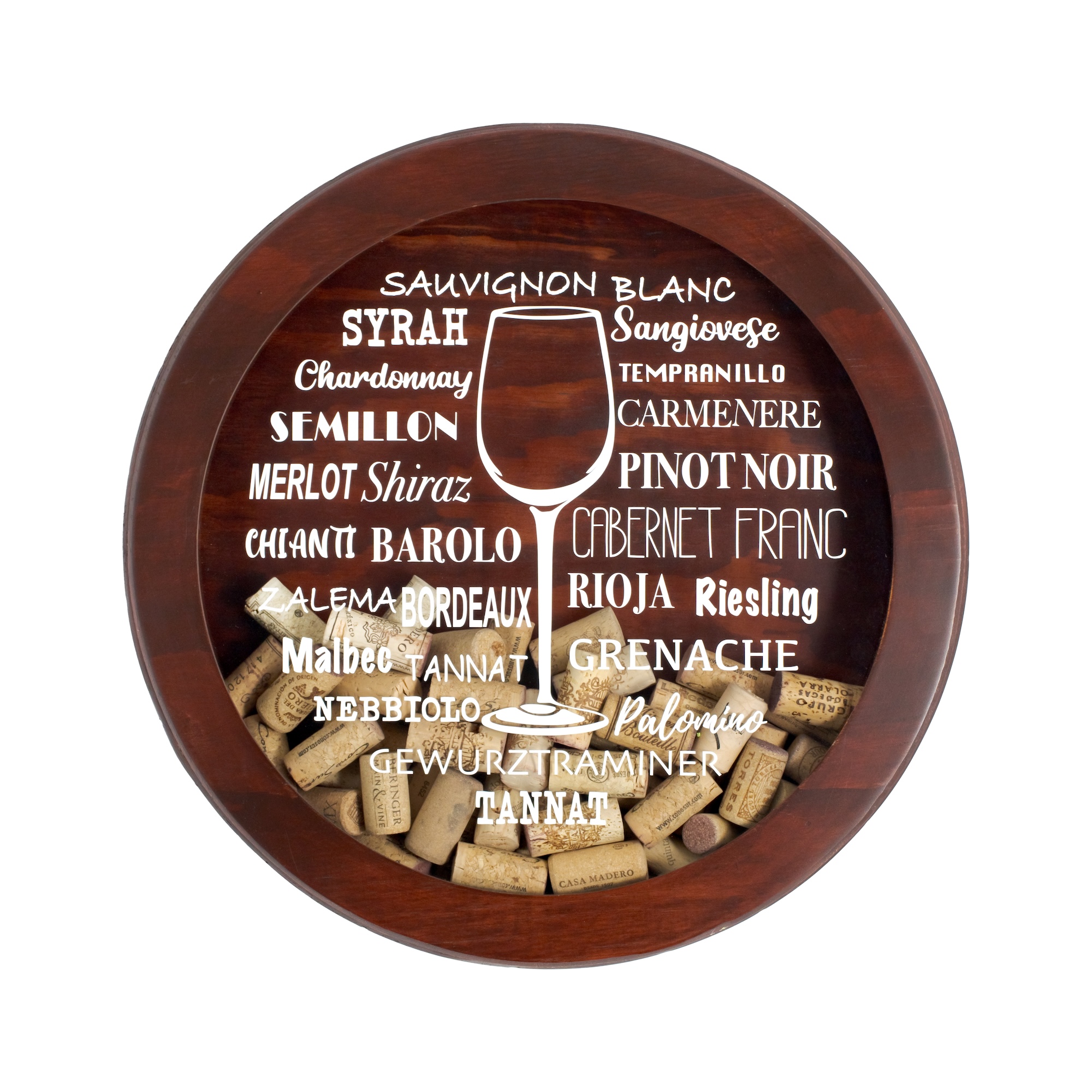 Guarda corchos circular madera Uvas (Caoba)