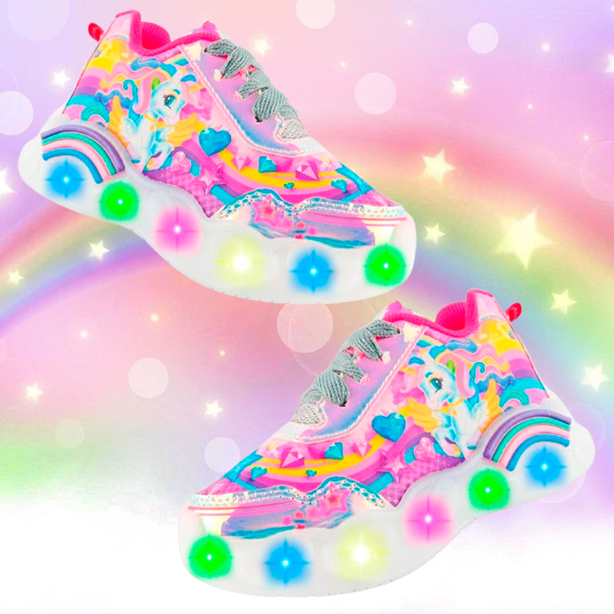 Tenis Unicornio Niña Deportivo Luces Leds Arcoiris 802-pt