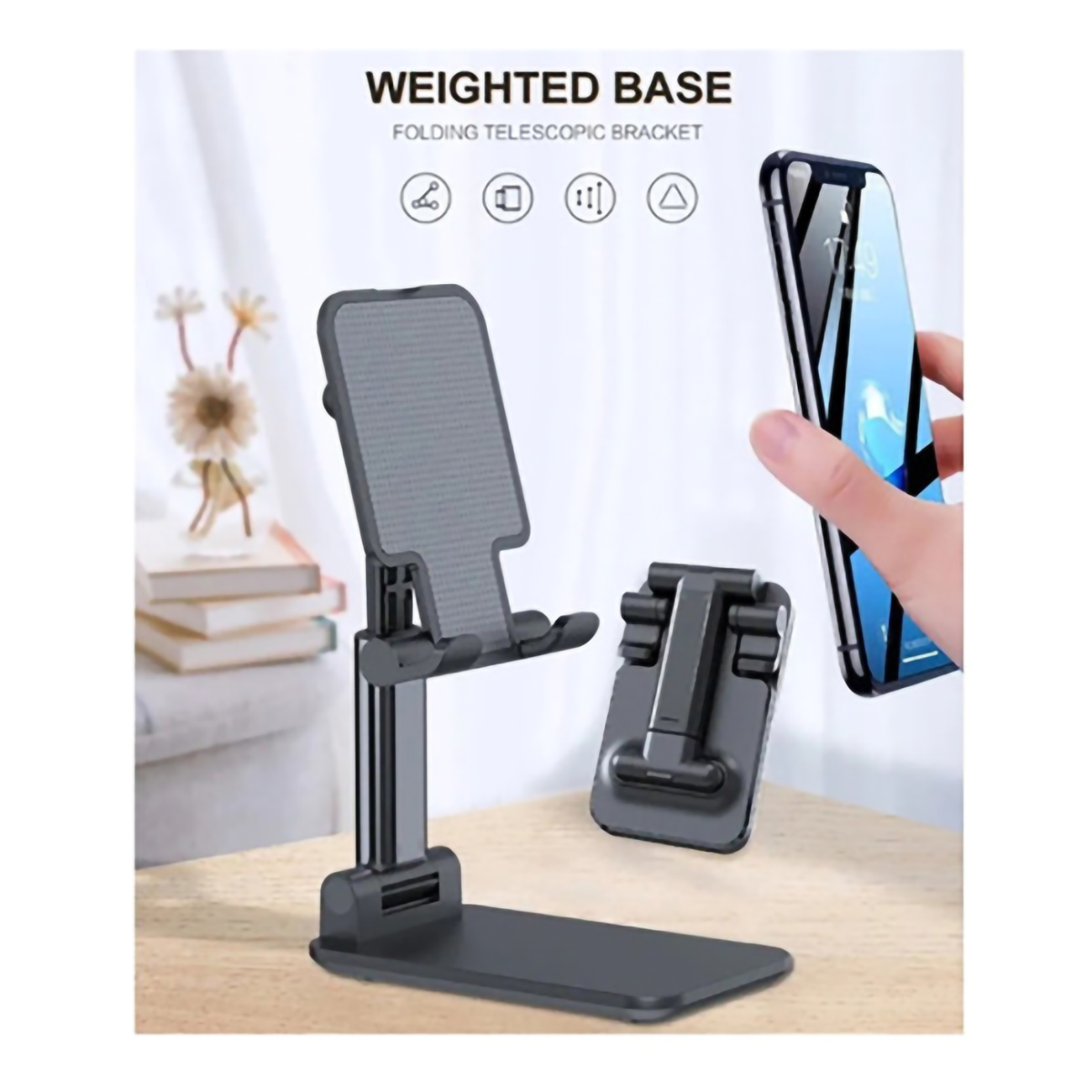 Soporte Celular Mesa Escritorio Ajustable Altura e Inclinación ZMJ53 Negro