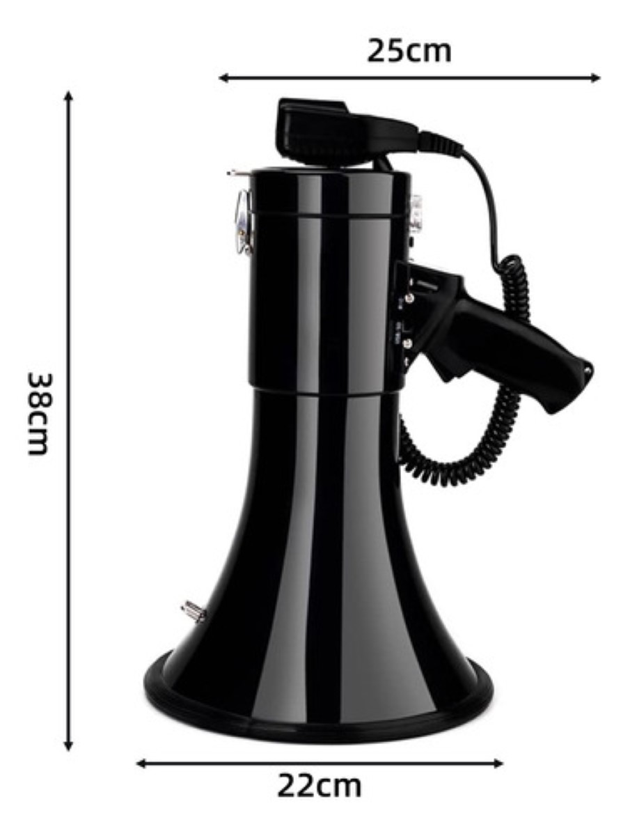 "Megafono Recargable Con Grabador Y Sirena Usb/sd 20000hz negro "