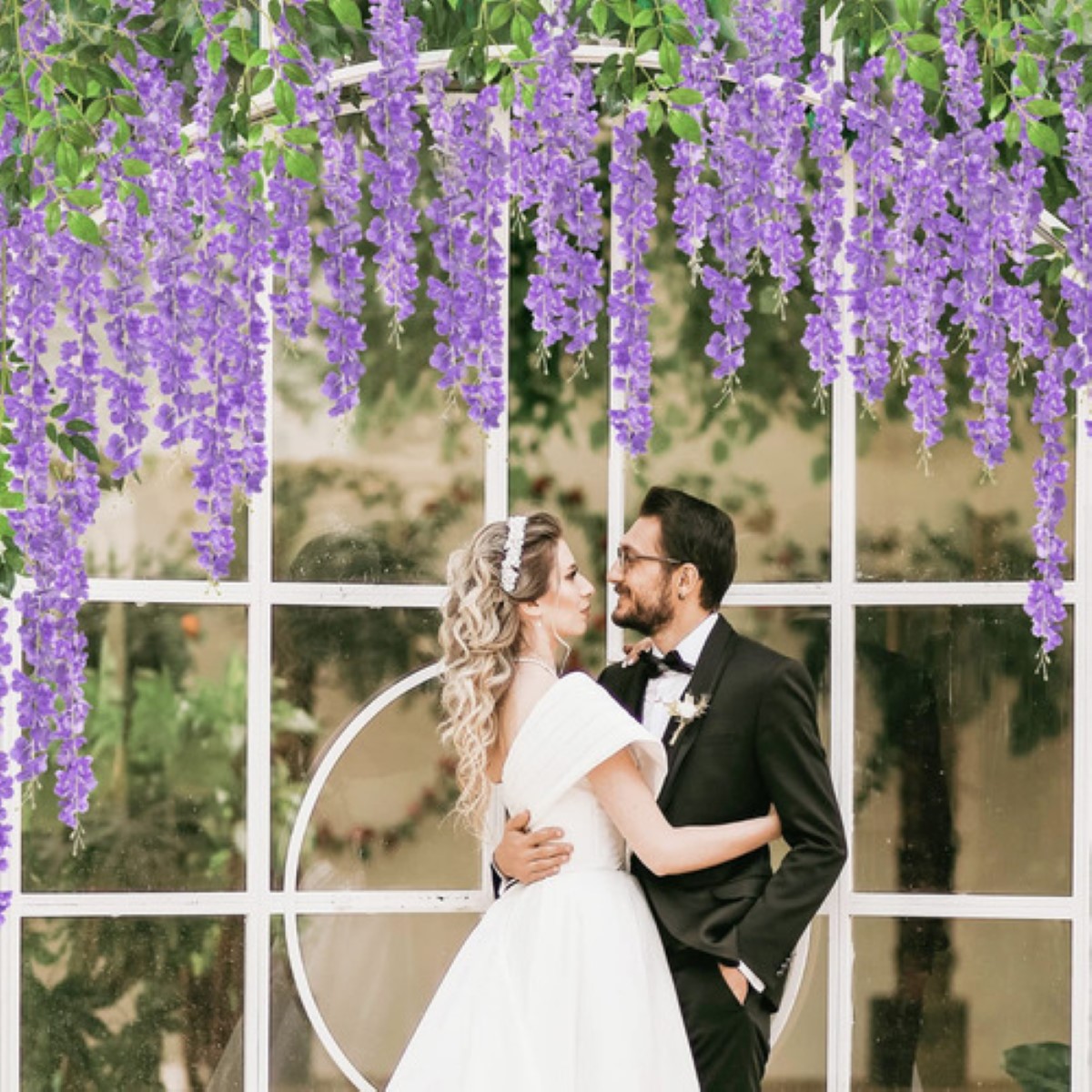 "Flores Artificiales Adornos 12pzs 1.1m Decoración Fiesta violeta "