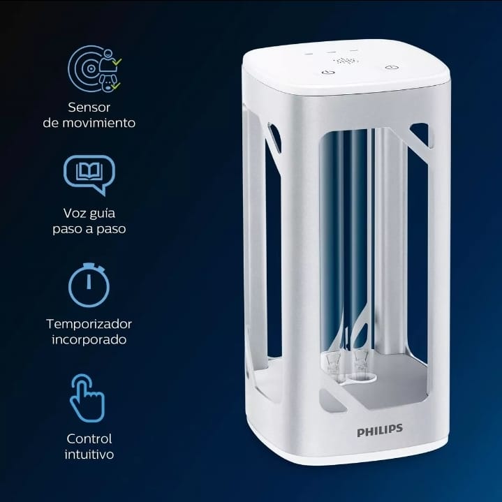 Lampara De Mesa Philips Uv-c Desinfectante & Purificadora Color Blanco.