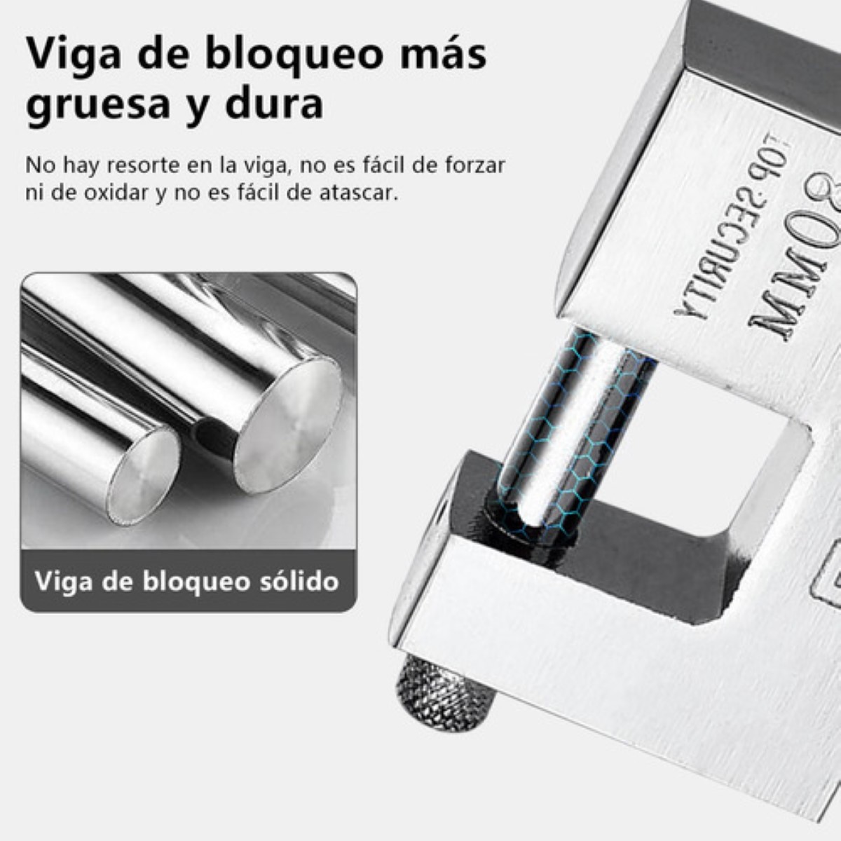 "3pzs Candado Cortina Extra Seguridad Métálico 80mm Plata "