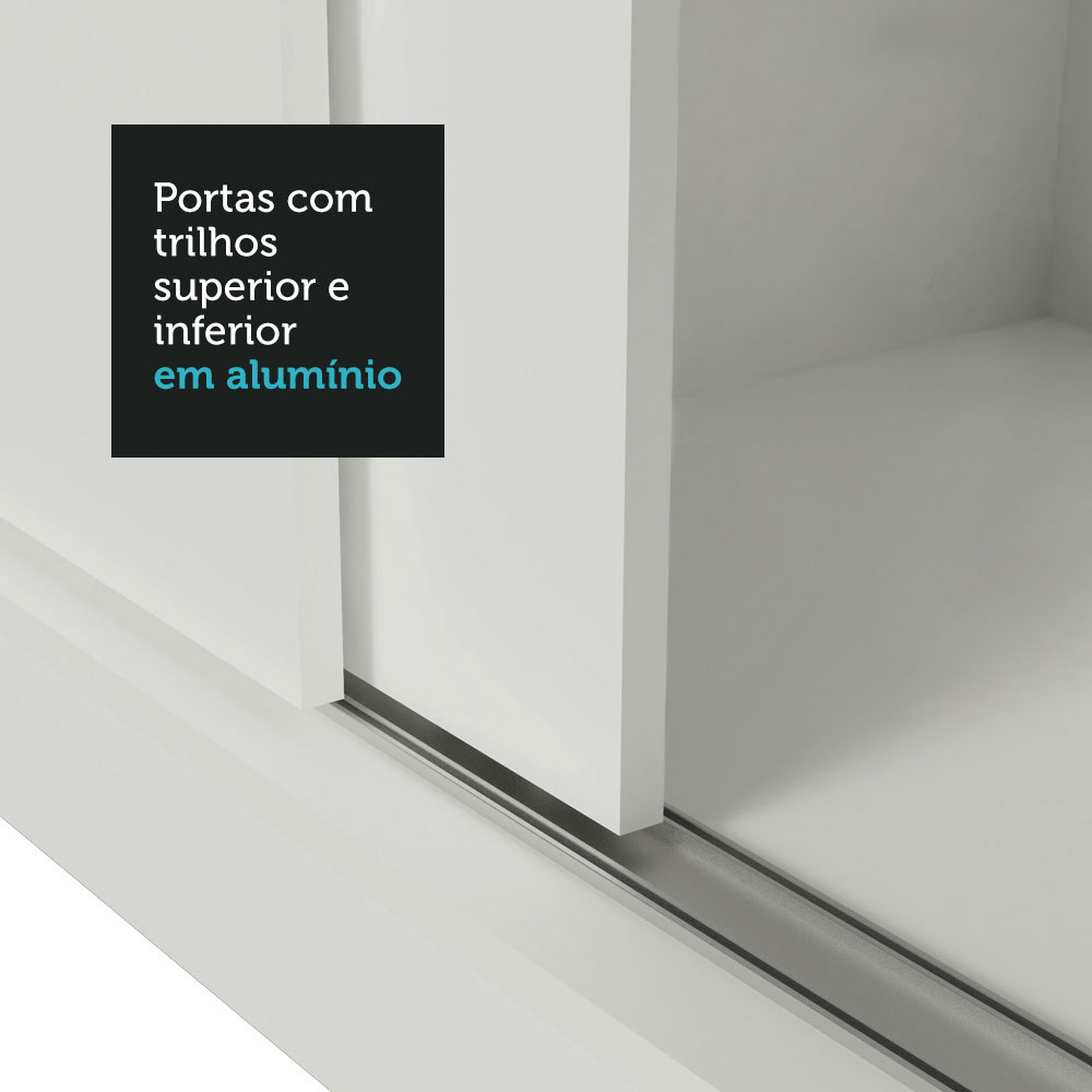 Ropero Closet Madesa Mônaco con 3 Puertas de Correr 2 Espejos Rustic/Blanco.