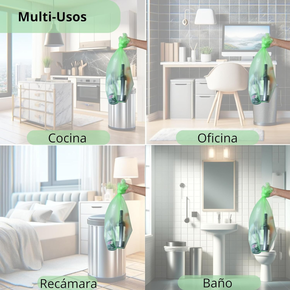 Kit de Bolsas de basura Biodegradables de diferentes tamaños para el Hogar u Oficina