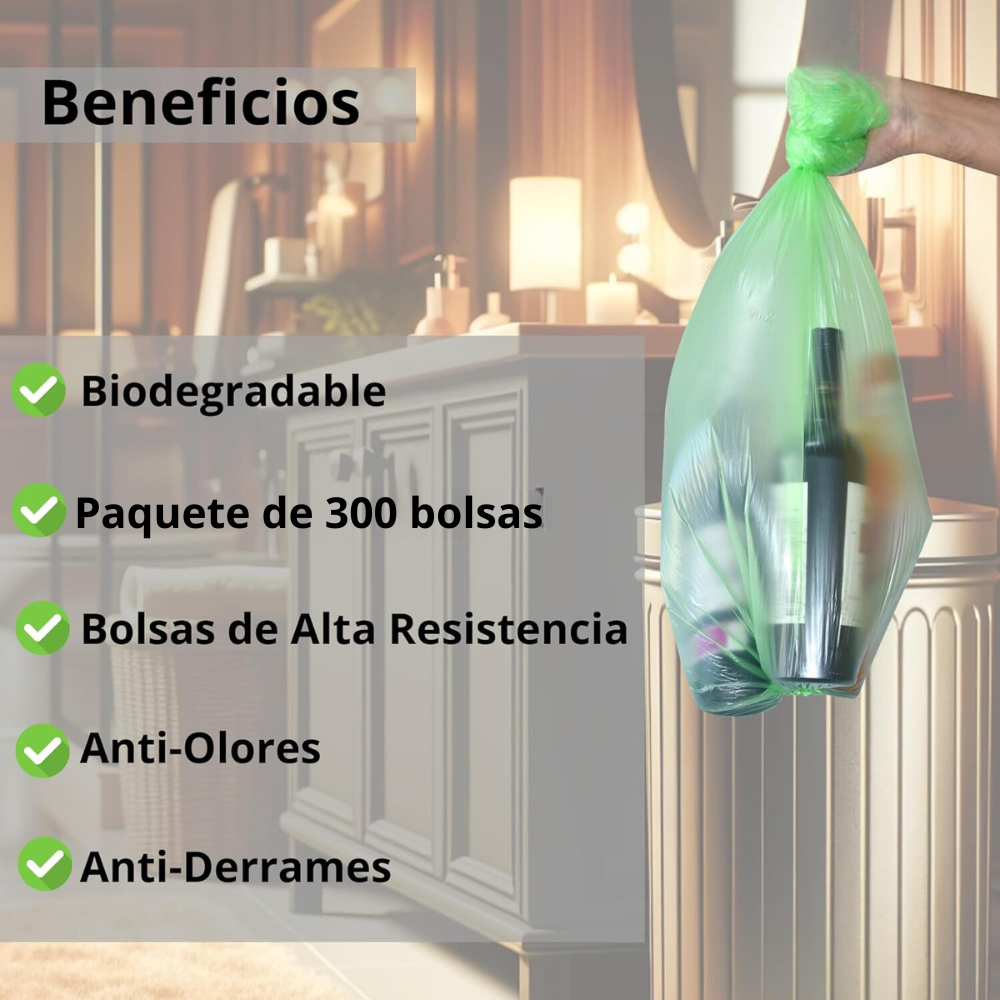 Kit de Bolsas de basura Biodegradables de diferentes tamaños para el Hogar u Oficina
