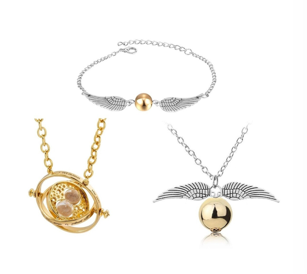 Collar Y Pulsera Snitch+collar Giratiempo Harry Potter.
